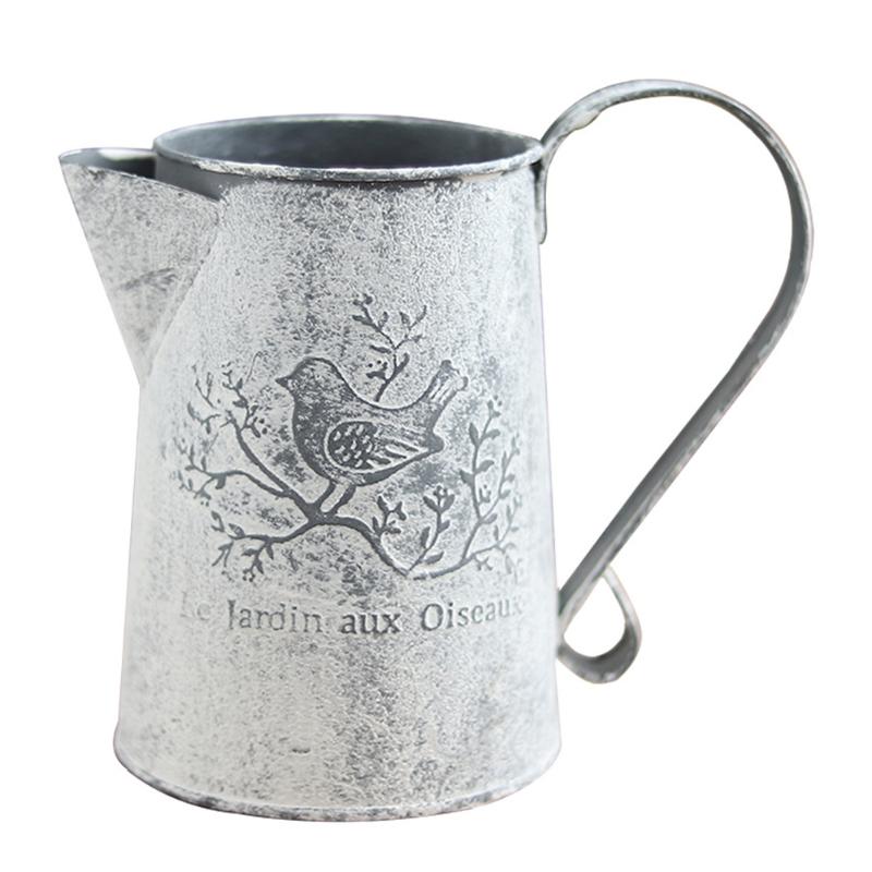 

Iron Sheet Accessories Barrel Flower Bucket Shop Ornaments Decoration Craft Vases Holder Vintage Garden Home Watering Can, Tall
