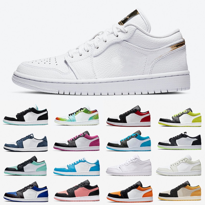 

White and Gold Jumpman 1 low Mens Obsidian Basketball shoes UNC 1s Cactus Jack Bred Toe Men Women trainers Sports Sneakers 5.5-11