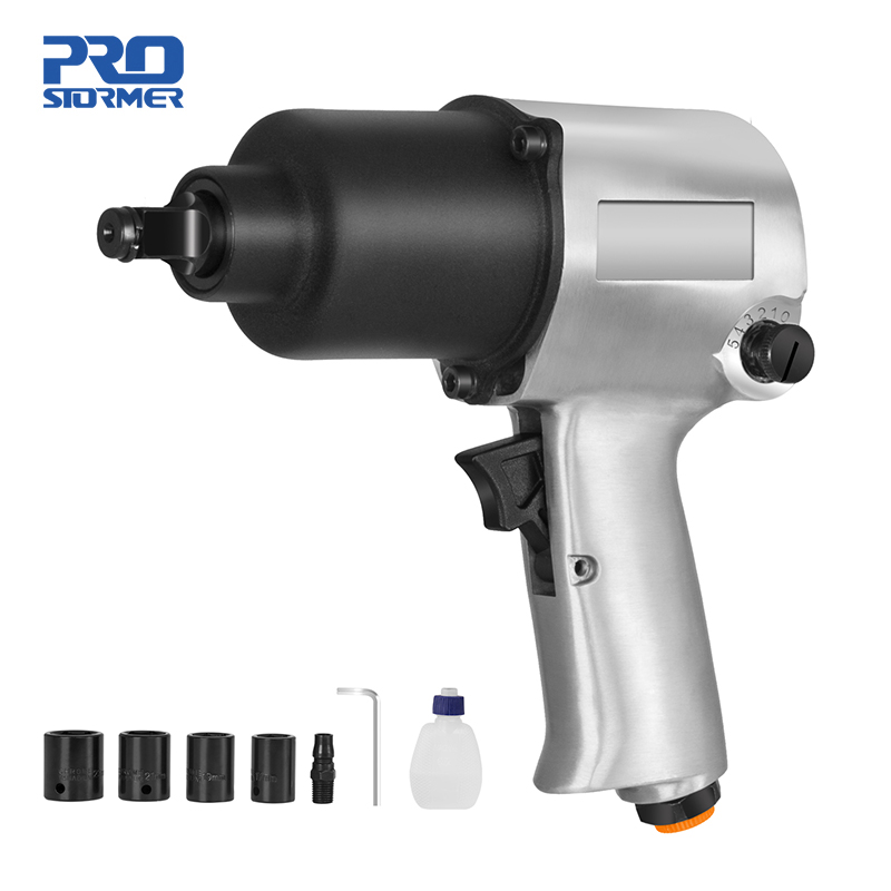 

Air Pneumatic Wrench 550N.m Pneumatic Tools 1/2" Square Drive Air Impact Wrench 4pcs Sockets Tire Removal Power Tools PROSTORMER