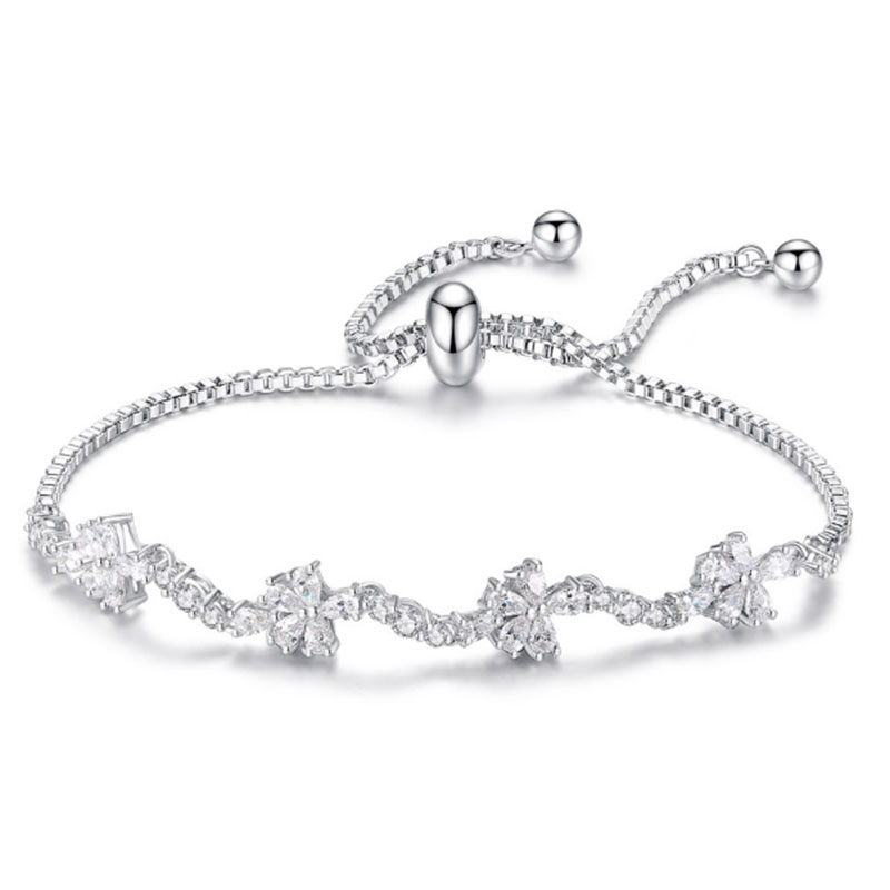 

Bowknot Charm Adjustable Bracelets For Women Cubic Zirconia Color Bracelet Femme Wedding Jewelry Valentines Day Gift