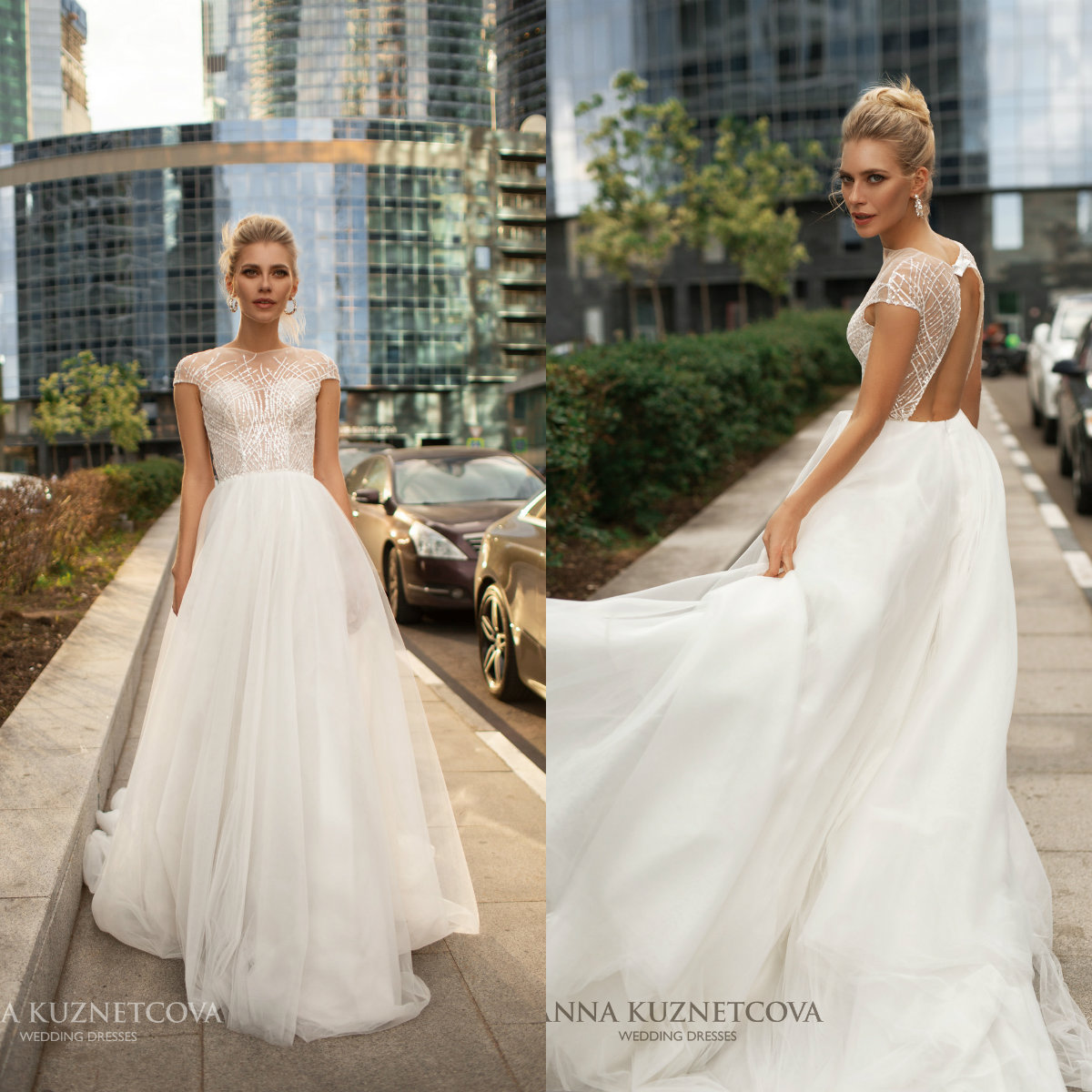

2021 Fashion Wedding Dresses Capped Sleeve Lace Appliques Bridal Gowns Custom Made Hollow Back Sweep Train A-Line Wedding Dress, Pink