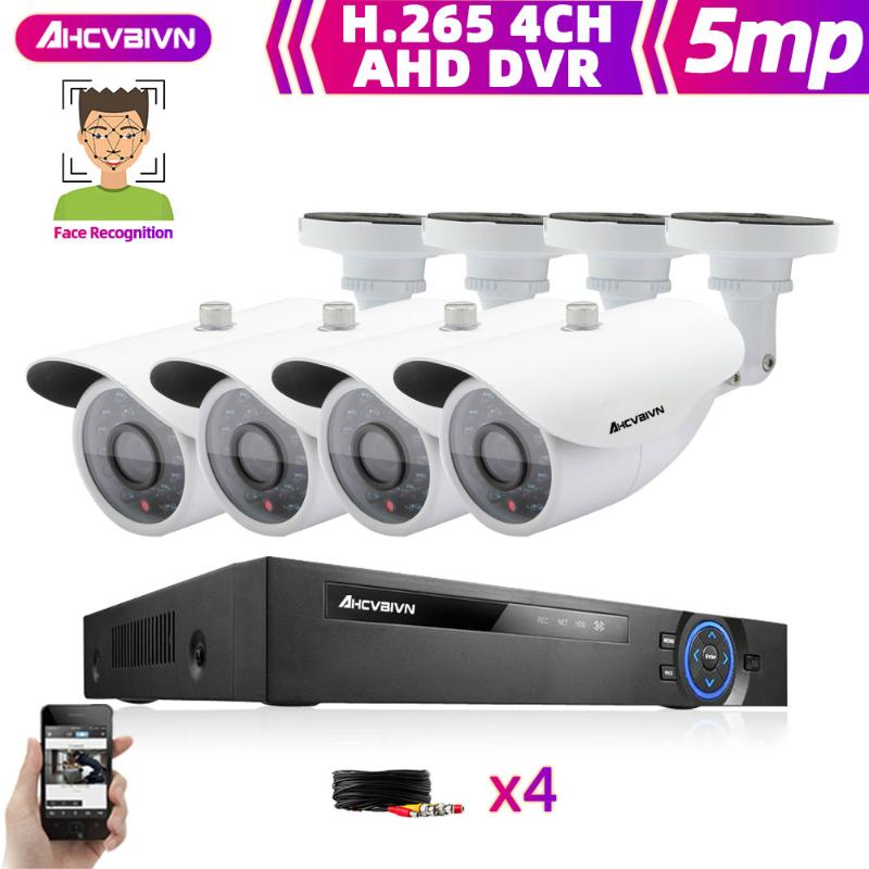 

H.265 Home CCTV Security System Kits 4CH HD-TVI 5MP DVR 4PCS 5MP Night Vision Outdoor Surveillance Waterproof Camera Set