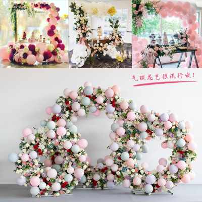 

Luxury Balloons wedding Centerpiece Metal flower Arch Door roses Flower backdrop For Wedding background decoration