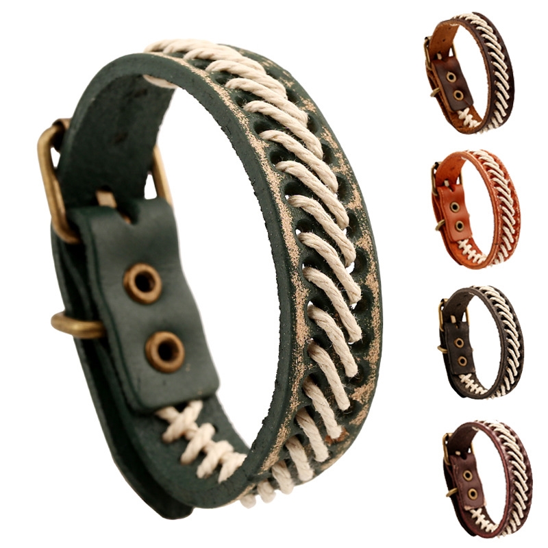 

Hot Sale Vintage Woven Leather Bracelet Handmade Rope Bracelet Charm Bracelets for Women Fashion Jewelry Accessories