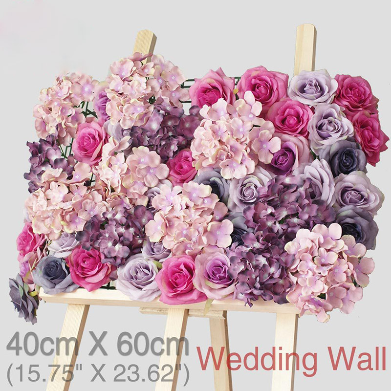 

40x60cm Artificial Silk Rose Hydrangea Flower Wall Romantic Wedding Photography Props Photo DIY Backdrop Panels Decoration, Light yellow
