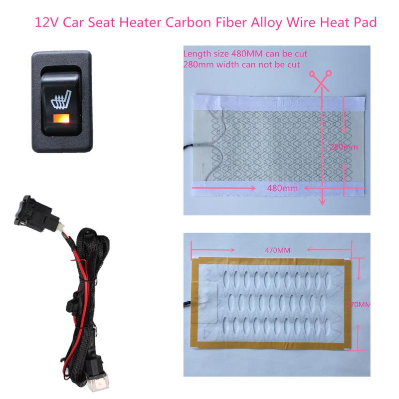 

Universal 12V Car Seat Heater Carbon Fiber Alloy Wire Heat Pad with Rock Switch Protector for seat cushion warm autumn winter