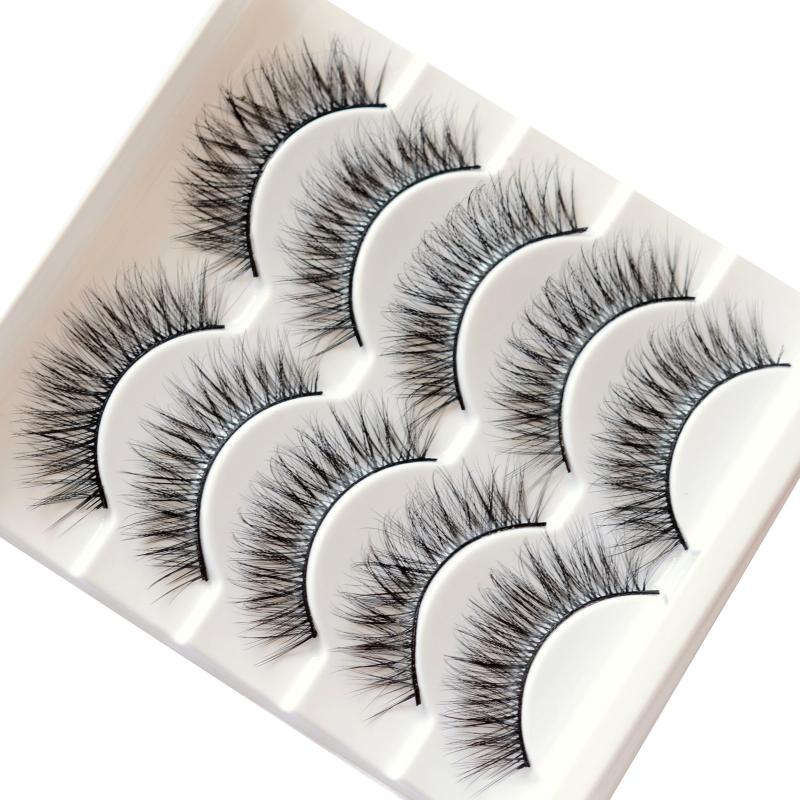 

WZSQJN Eyelashes HandMade Makeup 3D Lashes Natural False Eyelashes Long Extension 5 Pairs Faux Fake Lashes