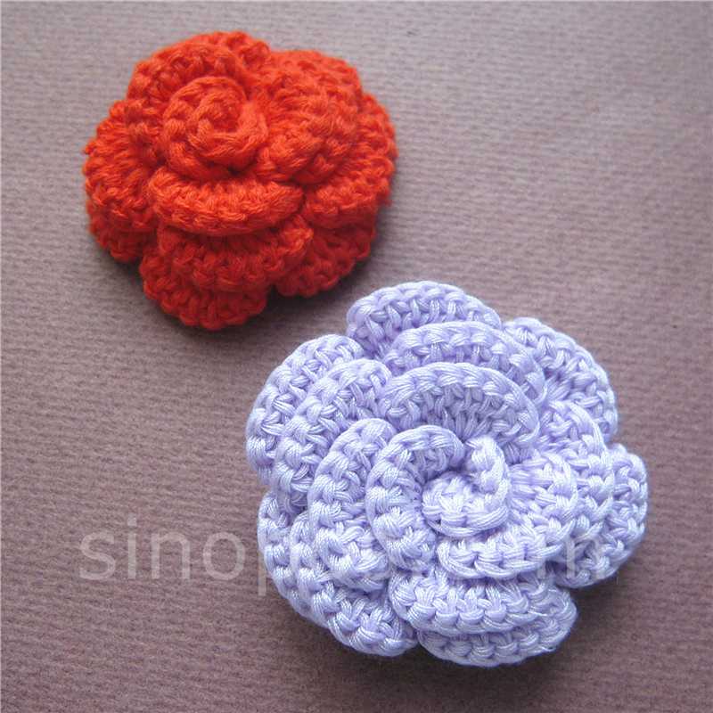 

Handcraft Crochet Rose 55mm, quilting scrapbook DIY 3D cotton knitting flower sew-on headwear petal wedding valentine decoration, 09 green