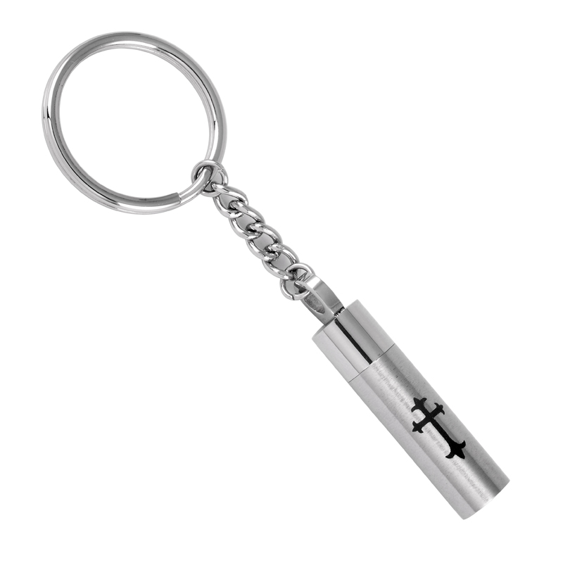 

IJK2020 Cylindrical Cross Key Chain Stainless Steel Pendant Cremation Ashes Memorial Souvenir Keepsake Key ring Jewelry