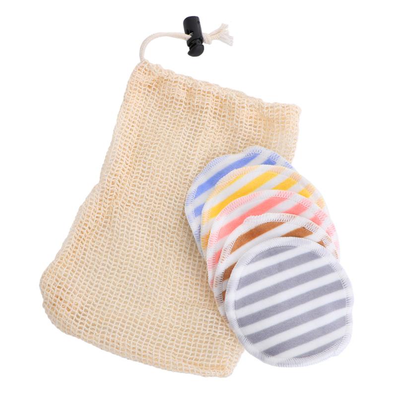 

5PCS Discharge Makeup Pad with Drawstring Bag Velvet Makeup Remover Pad Double-sided Printed Cleaning Pads Reuseble Facial Clean