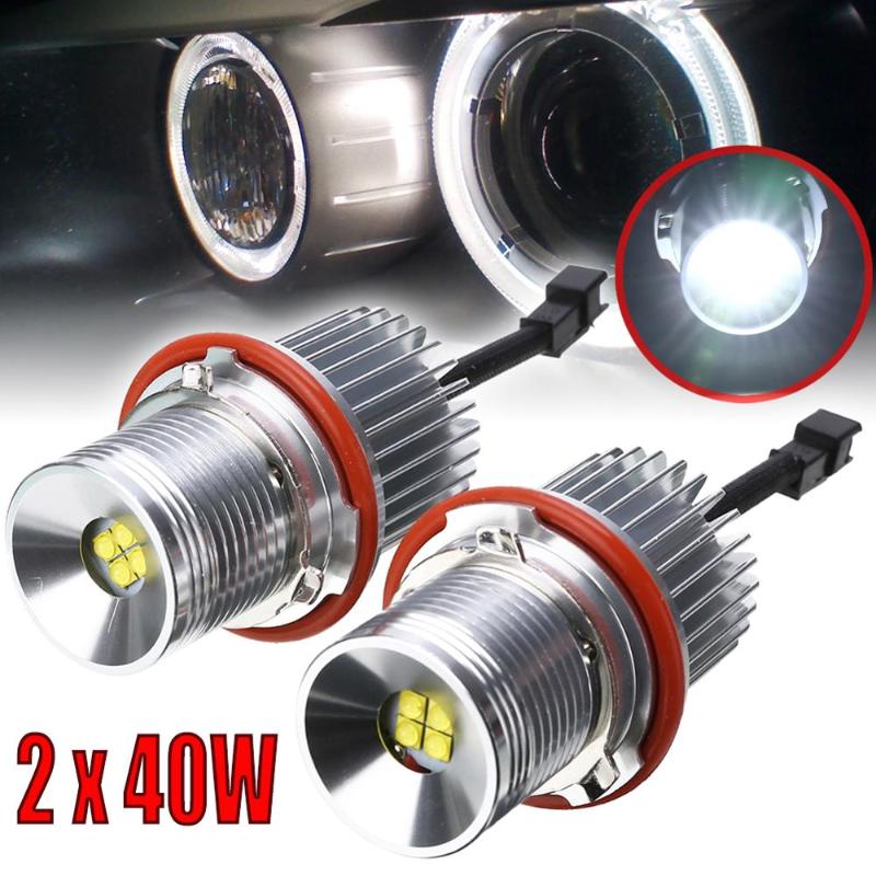 

2pcs 40W LED Car Angel Eyes Marker Light Bulb Error Free For E39 E60 Halo Ring, As pic