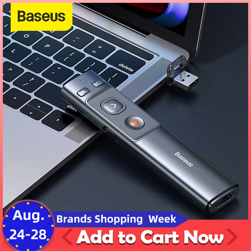 

Baseus 2.4GHz Wireless Presenter Remote Controller Red USB Control Pen For Mac Win 10 8 7 XP Projector PowerPoint PPT