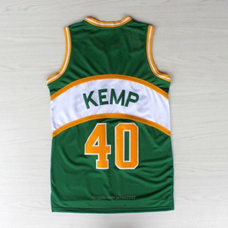

Top Quality Vintage Jersey 40 Shawn Mens Basketball Jerseys Green Embroidery College Shirts All Stitched Size S-2XL, Black;red
