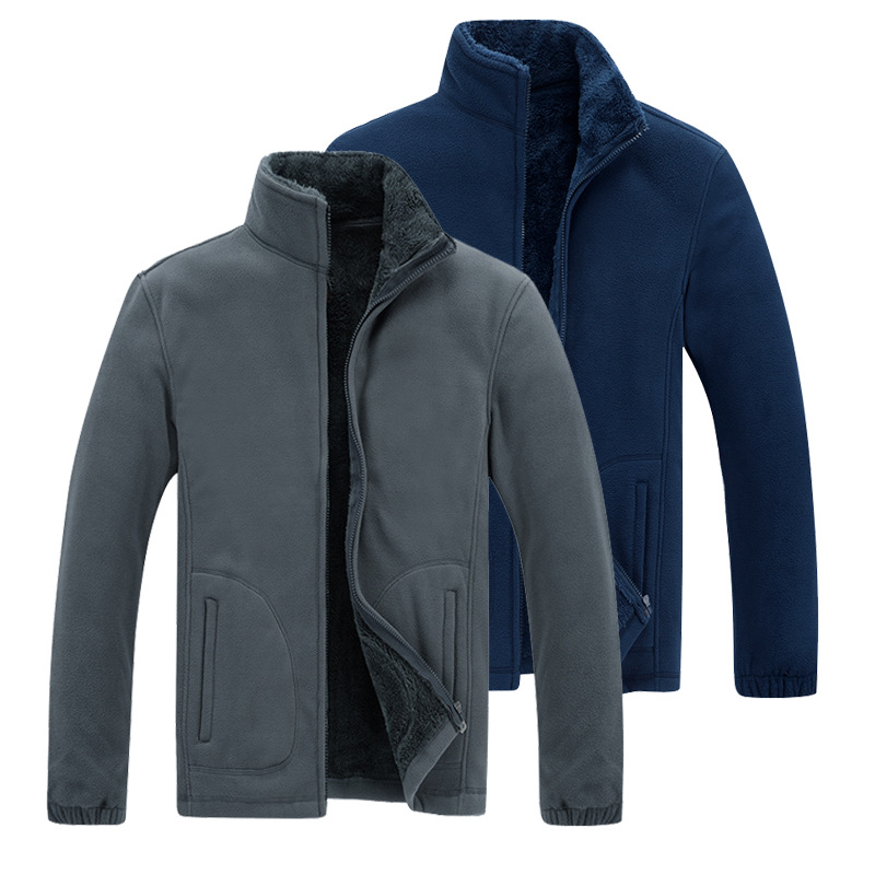

7XL Size Winter Fleece Men's Jacket Lining Long Plush Outdoor Coats Outing Camping Thicken Warm Softshell Jacket Men, Black