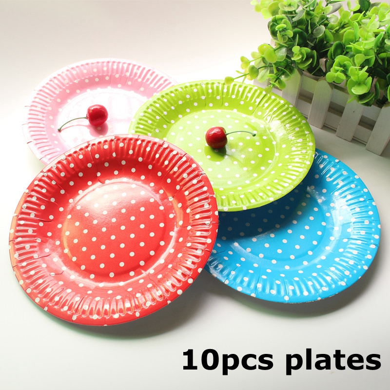 

10pcs Disposable Paper Plates Valentine Birthday Wedding Party Tableware Paper Plates For Baby Shower Decor