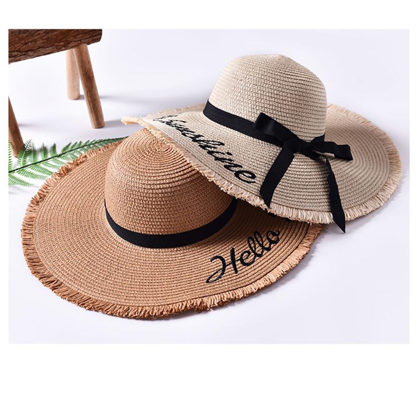 

2020 Woman Embroidery Wide Birm Straw Hat Sun UV Protection Floppy Foldable Chapeaus Outdoor Hats, Red