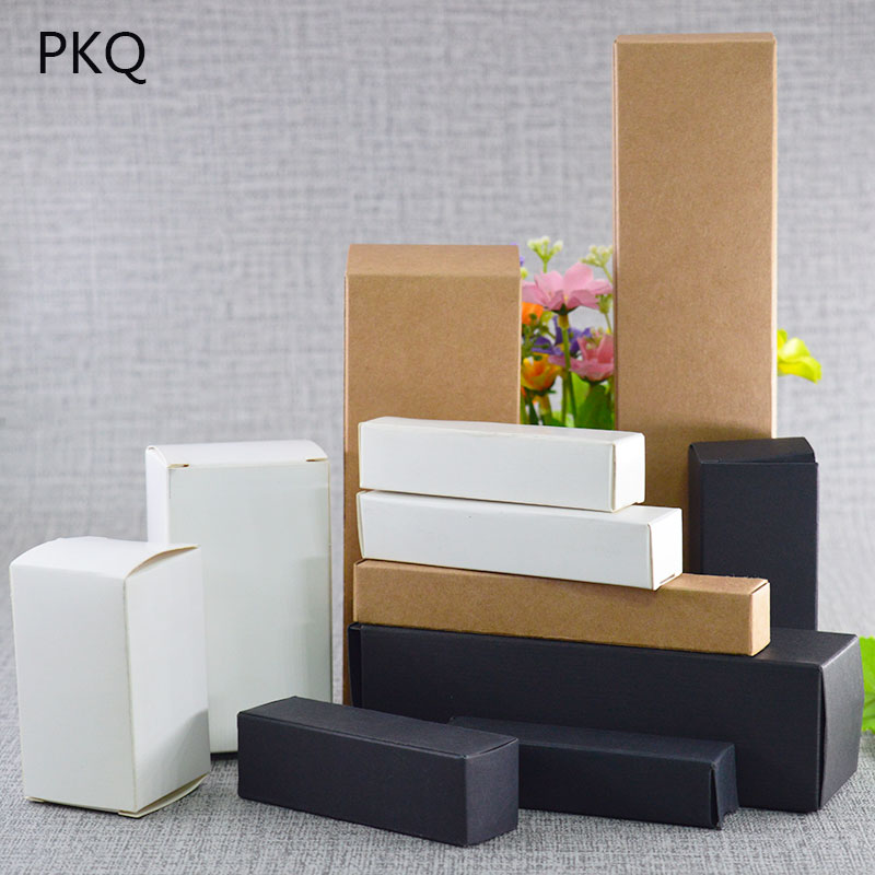 

30pcs/lot Black white kraft paper carton Kraft paper cosmetic packaging box DIY blank christmas wedding party gift box