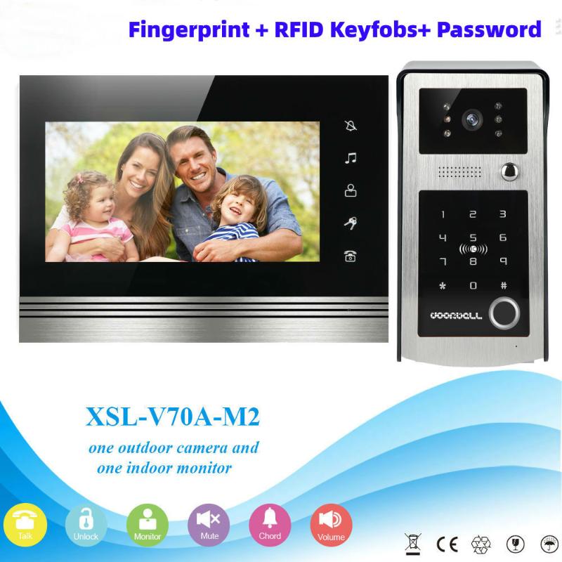 

7'' TFT LCD Video Door Viewer Door Bell Touch Button Video Intercom Monitor Kit IR Night Vision Camera Bell Home Security