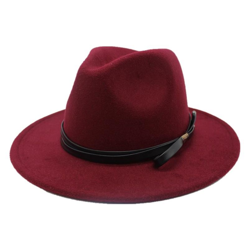 

New Fashion Men Women Fedora Hat Wool Trilby Hat Wide Brim Panama Size 56-58CM, Black