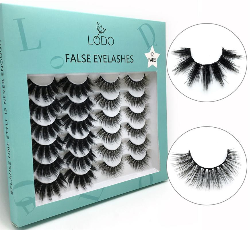 

12 pairs of thick eyelashes natural handmade false eyelashes simulation mixed