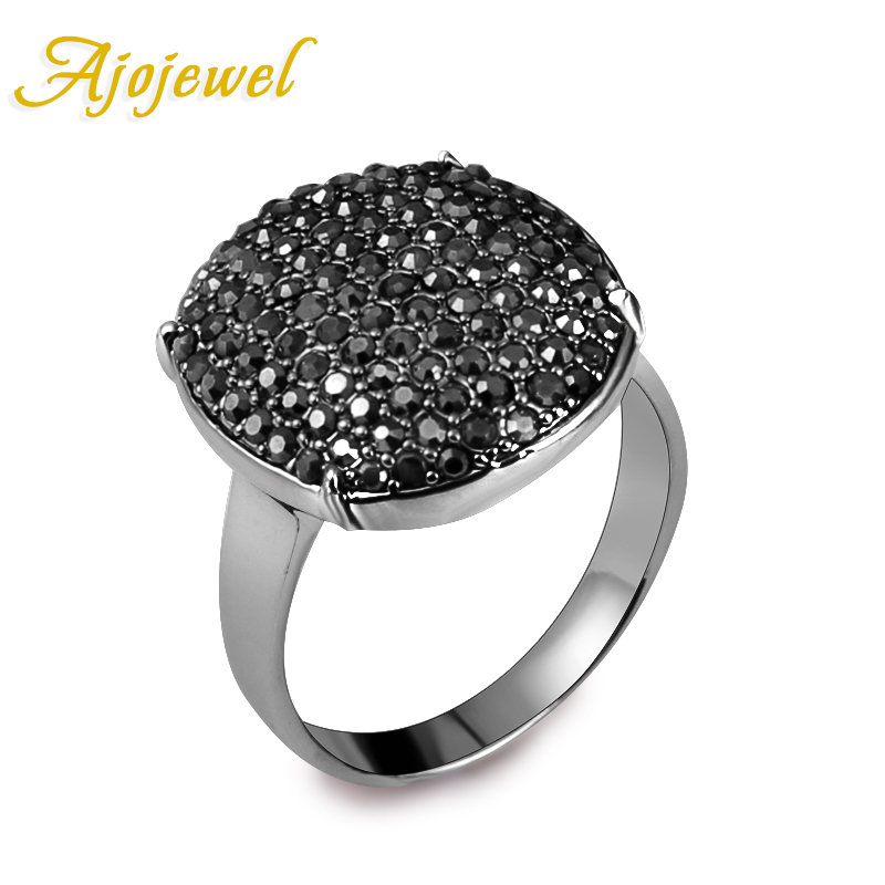 

Ajojewel Fashion Geometric Black CZ Rings Vintage For Women Gift