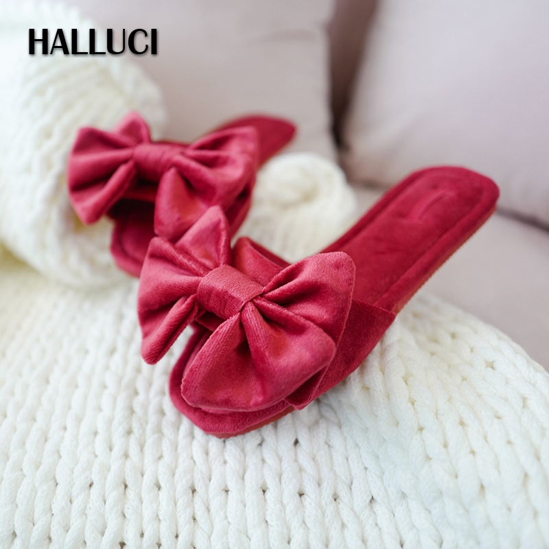 

New Japanese sweet Bow peep toe home slippers women Sandals fashion Red Slip On shoes women bedroom slippers flip flops TX22004