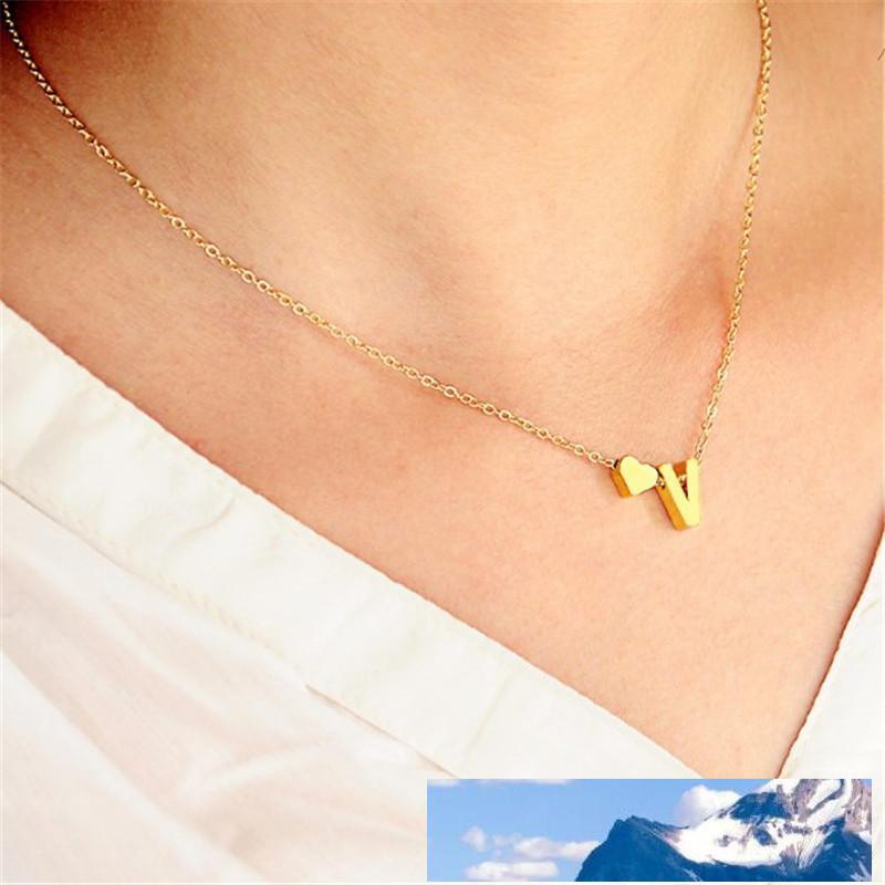 

Letter Heart Pendant Necklace Intial Alphabet for Women Gold Color A-Z Alphabet Necklace Chain for Women Accessories Girl friend Gift