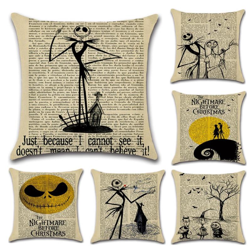 

45*45cm New Halloween Themed Newspaper Cartoons Prints Pillowcase Pillows Case Cover Pillow Bedroom Pillowcas Pillow Case