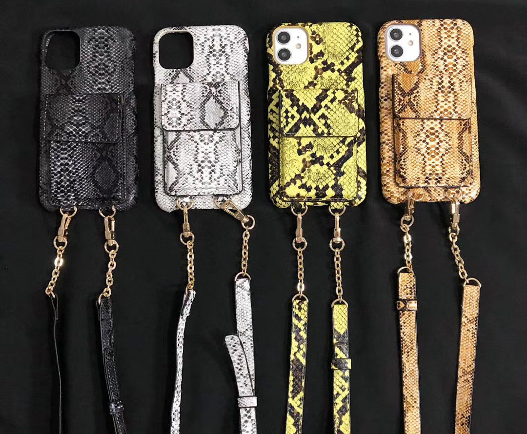 

Snake Pattern phone Case with Lanyard Card Pocket Flip Wallet Case for iphone 11 pro max for iphone XS Max XR 8 7 protection Back Cover
