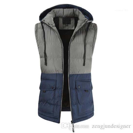 

Casual Vests Stand Collar Hat Detachable Sleeveless Solid Color Homme Clothing Fashion Casual Apparel Mens Autumn Designer