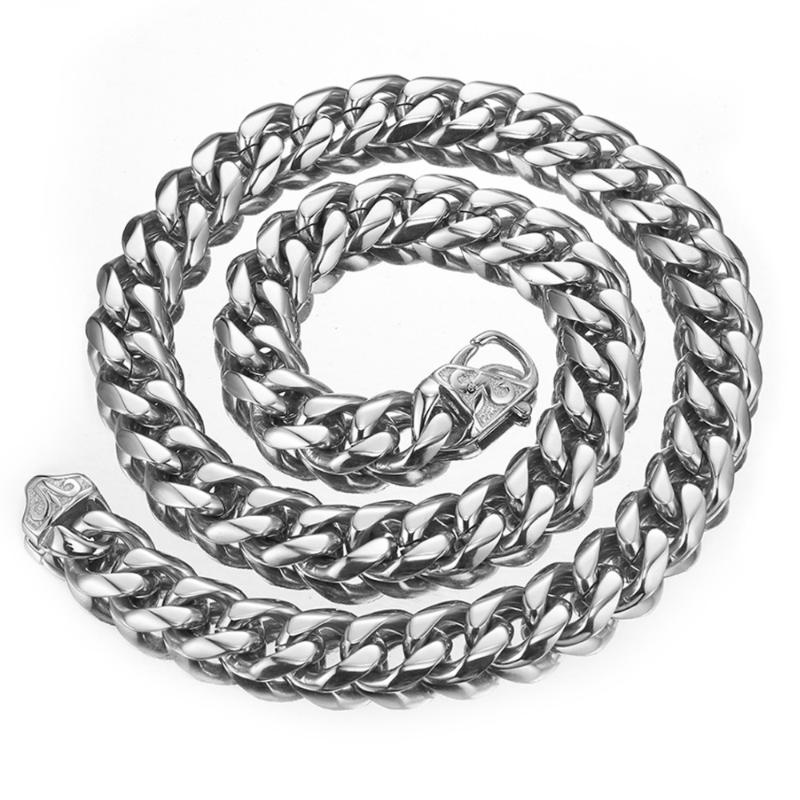 

12/15mm 7-40" Cut Cuban Curb Chain Stainless Steel Link Polished Silver Color Mens Womens Necklace Or Bracelet Jewelry Xmas Gift