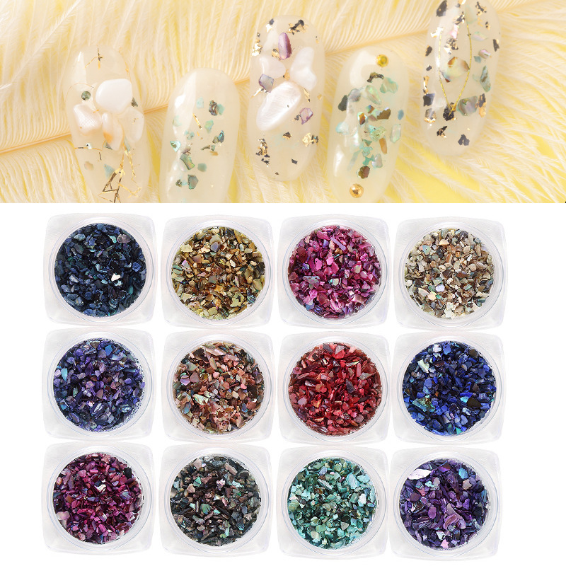 

1box High Quality New Fashion Irregular Shell Thin Fragments Nail Decorations DIY Nail Art Accessories 12 Colors Optional