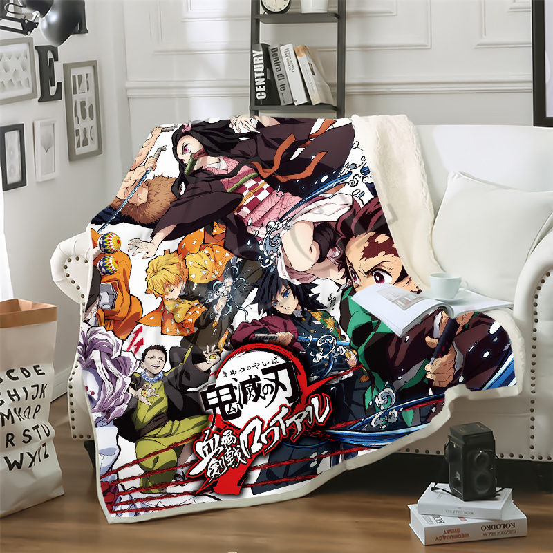 

CLOOCL Kimetsu No Yaiba Kamado Tanjirou Blanket 3D Print Double Layer Demon Slayer Casual Sofa Youth Bedding Throw Fashion Blankets
