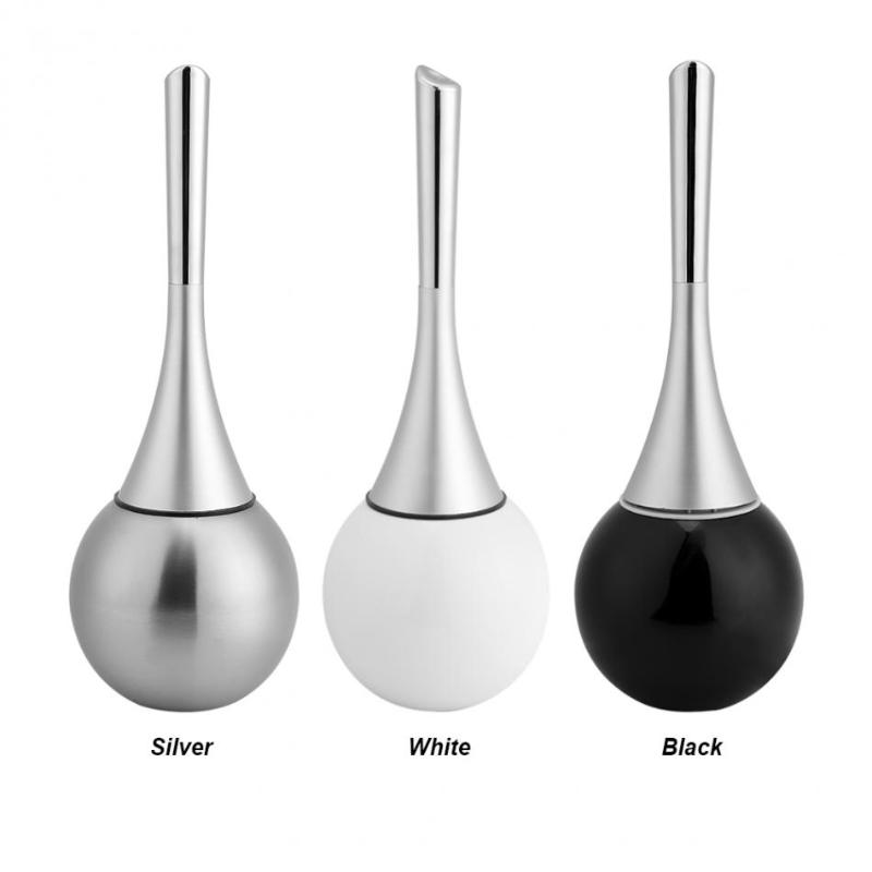 

Creative Bathroom Toilet Scrub Cleaning Brush Holder Set with Stainless Steel Base Washroom Brush w/ Holder Bathroom Tool, Silver