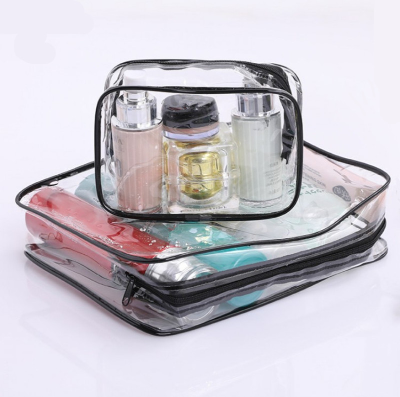 

Women PVC Clear Cosmetic Bag Travel Toiletry Bath Wash Storage Organizer Pouch Transparent Zipper Beaut Kit Makeup Bags Case