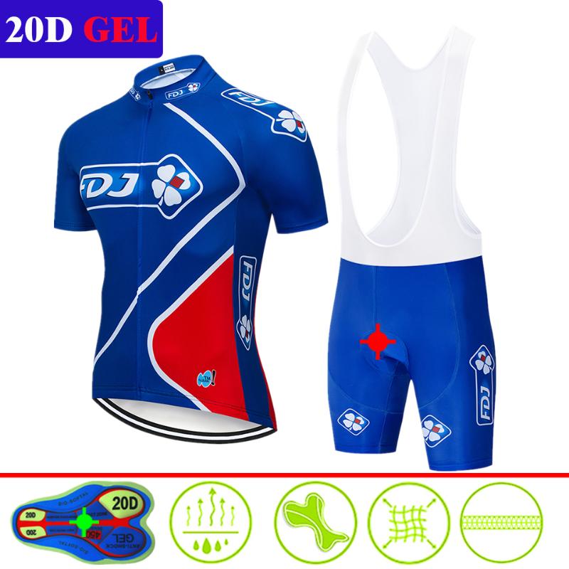 

New 2020 FDJ Pro Cycling Set MTB Bicycle Wear Maillot Ropa Ciclismo 3 Colors Bike Uniform Cycling Jersey Set Clothing, 12