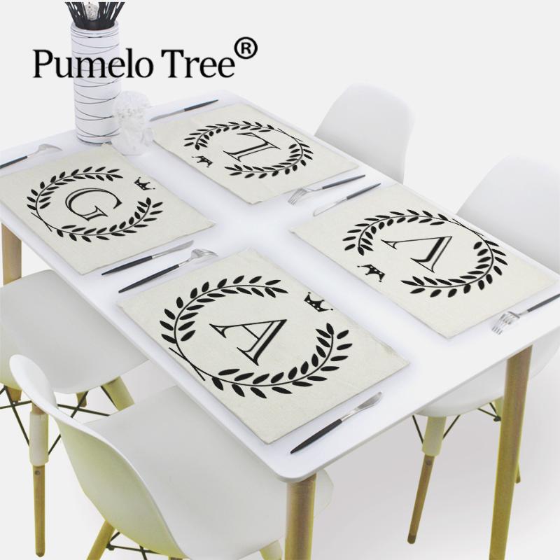 

1Pcs Geometric Letter Pattern Wedding Napkin Dining Table Mats Drink Coasters Linen Pads 42*32Cm Kitchen Accessories Table Mats