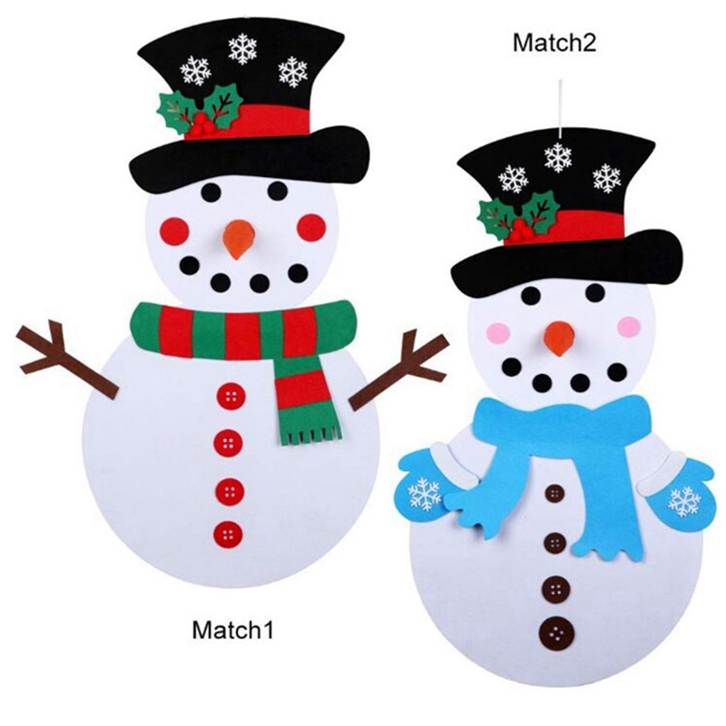 

DIY Felt Christmas Tree Snowman with Ornaments Kids Toys Christmas Party Decoration New Year