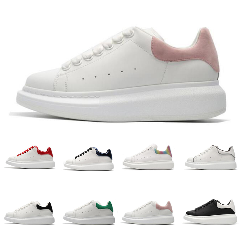 

designer sneaker shoes MC queens alexander women Casual shoes mens leather white platforms with pinks black red green outdoor sneakers size 36-44, White reflective