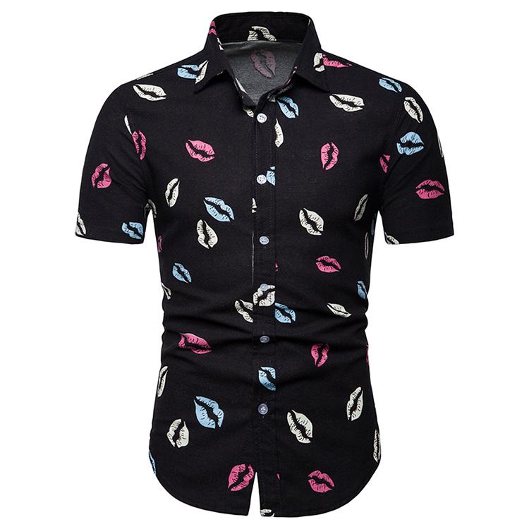 

Linen Shirts Men Hawaiian Man Shirts Short sleeve Summer Dress Floral Shirt Men's Blouse Camisa masculina Black Red Yellow, Black 1302-tc35-p25