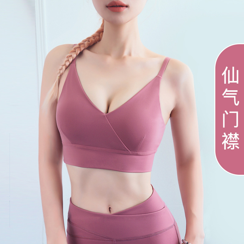 

2020 New Style Online Celebrity Fashion Breathable Sports Brassiere Womens Cross -resistant Push up Yoga Sports /30, Denim blue