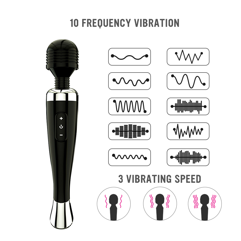 Head Massager, Silicone Wand Massagers, USB 3 Speeds 10 Frequency Powerful Big Magic Massage Vibrators for Shoulder, Back Neck, Legs, Sport Recov-image-580830814