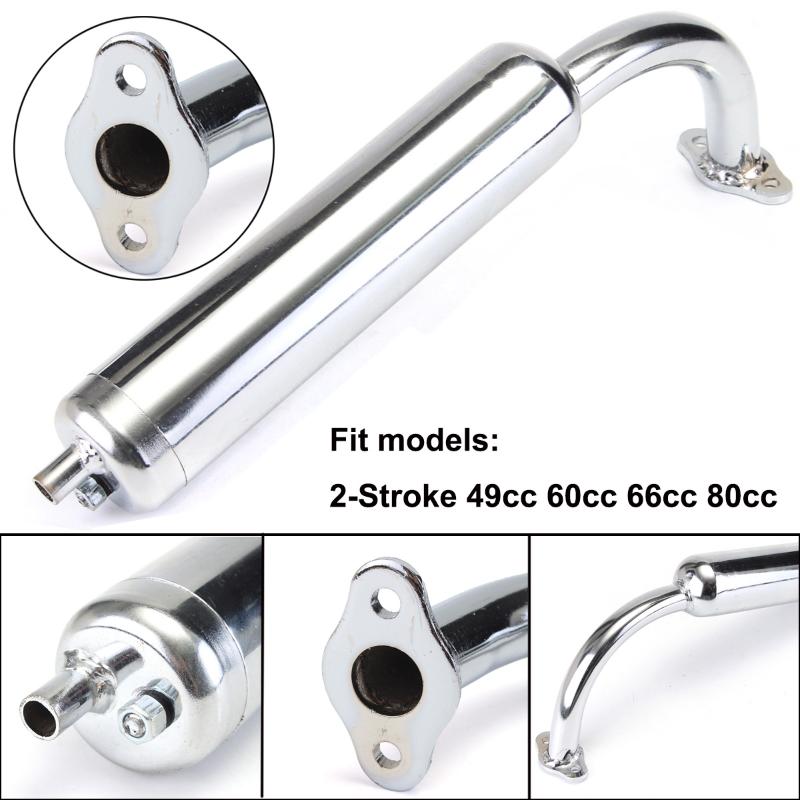 

Motorcycle Exhaust Muffler Silence 49cc 60CC 66cc 80cc 2 Stroke Petrol Gas Engine Motor Bicycle Motorcycle Exhaust Pipe