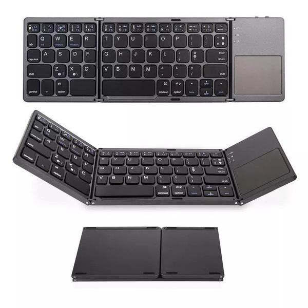 Mini Compact Triple Folding Keyboard Portable Cool Wireless Phone Tablet Keyboard With Mouse Touchpad DROP SHIPPING-image-573245326