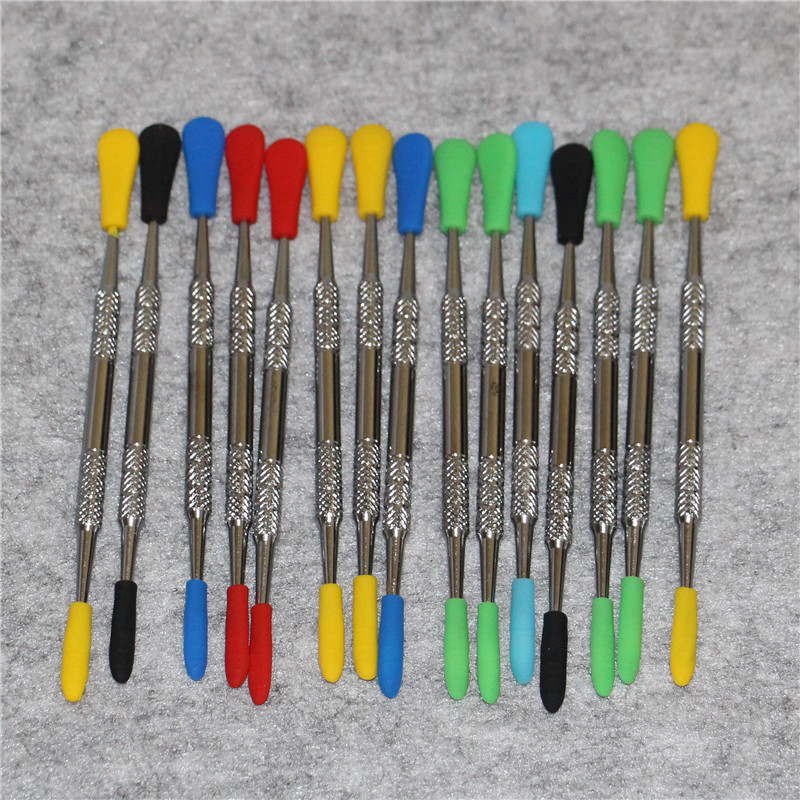 

Silicone tipped wax carving dab tool with plastic tube package stainless steel dabber tools smoking metal dabtool