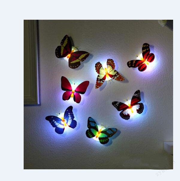 

Hot saleColorful light Butterfly Wall Stickers Easy Installation Night light LED Lamp Home living Kid Room Fridge Bedroom Decor Free freight