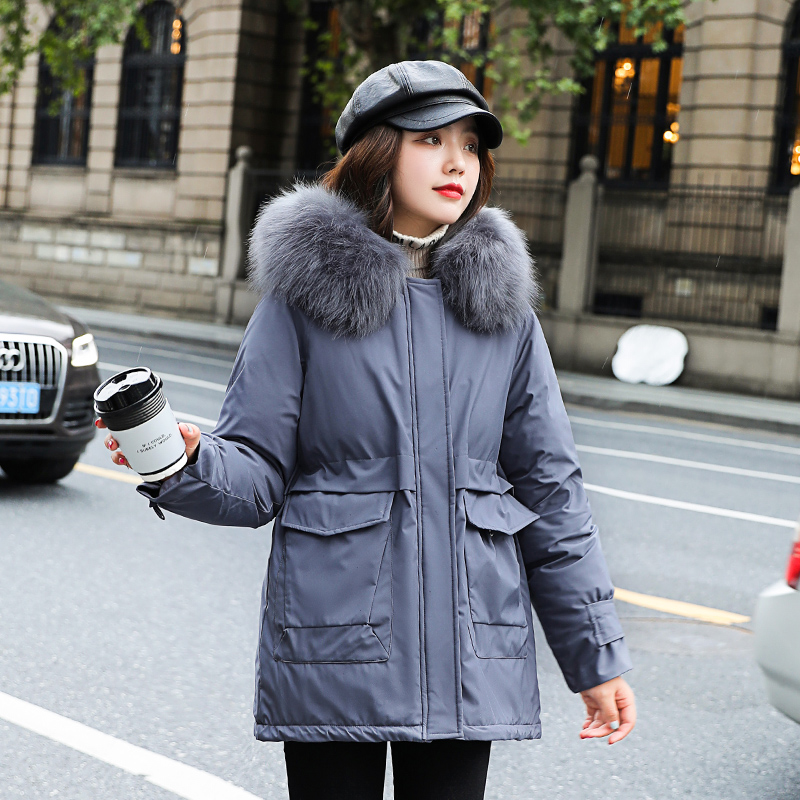 

Women's Jackets 2020 Hooded Solid Plus Size Long Parkas Female Winter Slim With Fur Collar Thick Casual Cotton Padded Coats, Beige