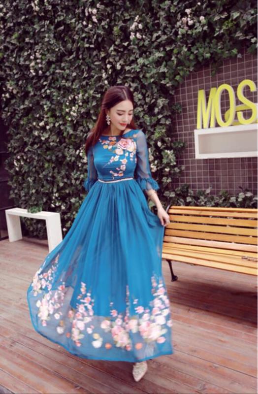 

New High Quality Explosions Leisure embroidery Party Dresses Women Spring summer Casual Shirt Dress, Beige