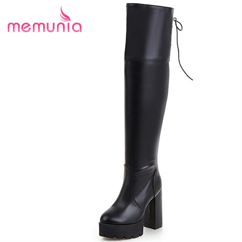 

MEMUNIA women boots big size 34-43 elegant extreme high heels boots fashion round toe winter thigh high 2020 new arrive, Black