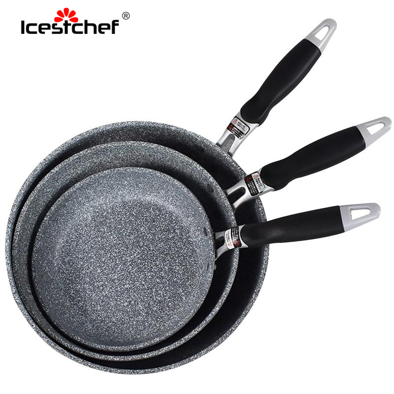 

ICESTCHEF Japanese Style Rice Stone Pan Non-stick Frying Pan With Anti-Scalding Handle Frying Cooker Kitchen Tools